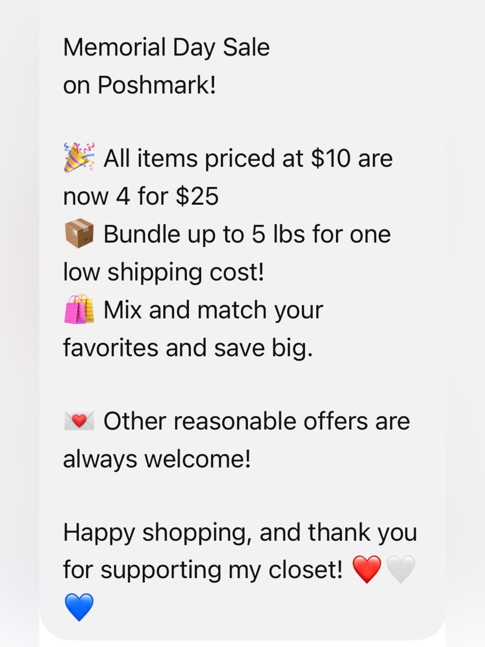 Memorial Day sale!
